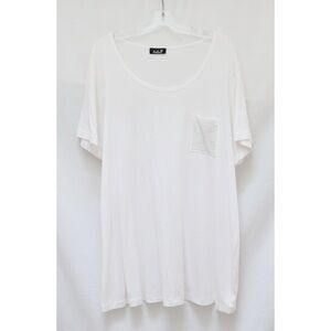 Bellina plus size tunic top 3X white t-shirt short sleeve studded pocket crystal